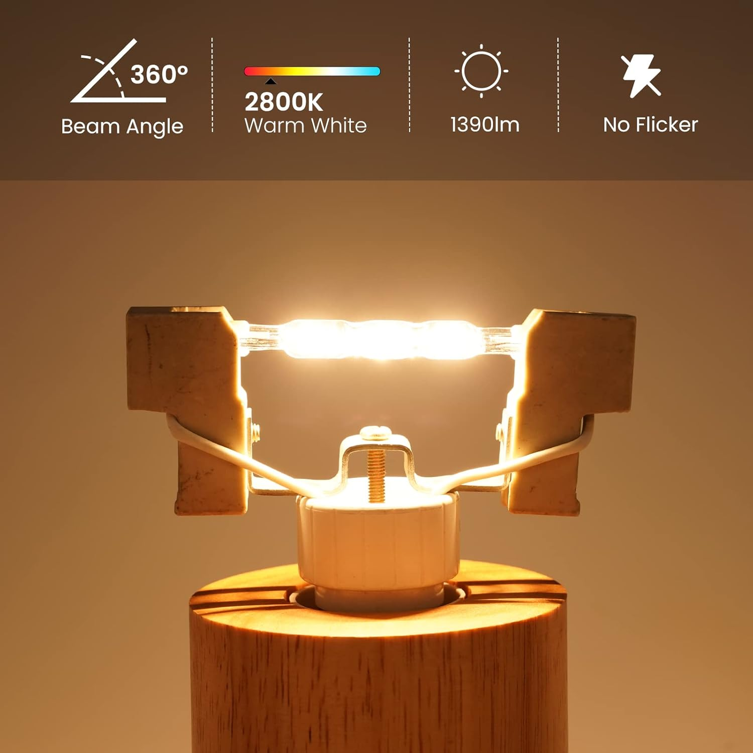 Luxvista R7S 78Mm 80W Halogen Bulb Dimmable, J78 T3 Linear Halogen Pencil Lamp 1390Lm Spotlight for Floor Lamps, Landscape Lights, Security, Streetlight (5-Pack, Warm White 2800K) image number 2