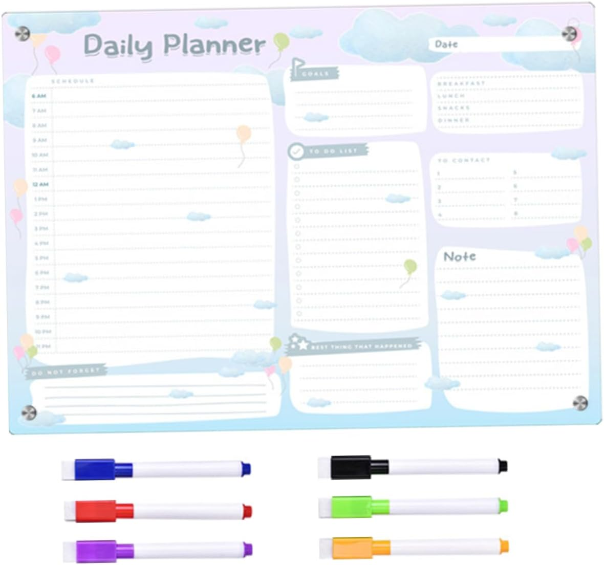 VILLFUL 1 Set Whiteboard Sticker Rewritable Sticker Writing Board Writing Board Memorandum the List Memo Writing Board Calendar Fridge Magnet Magnetic Whiteboard Pen Plan Magnet image number 3