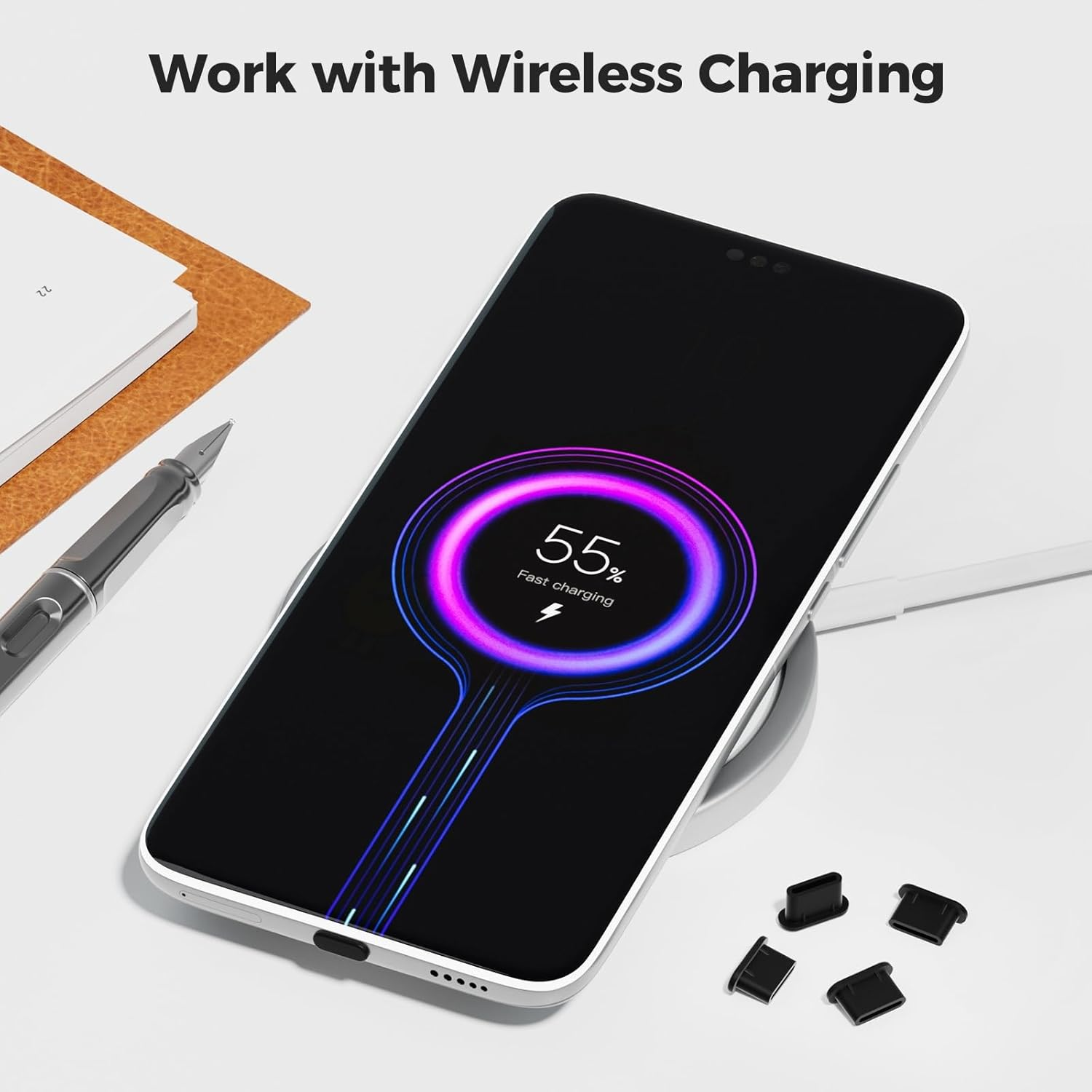 31 Pcs USB Type C anti Dust Cap Set, 30 Pcs Port Plugs Protector with Cleaning Brush, Silicone USB C Dust Cover for All Type-C Smartphones Tablets