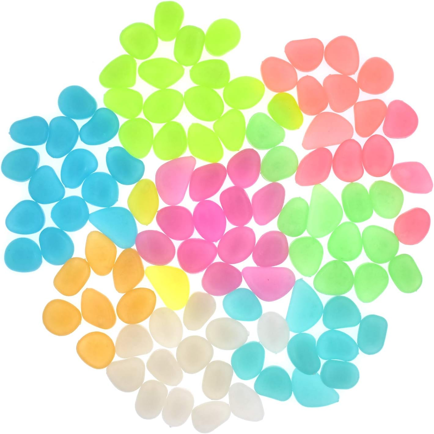 Qeesio 100Pcs Glow Pebbles Glow in the Dark Decorative Stones Rocks for Garden Path Walkway Yard Fish Tank, Watermelon Red