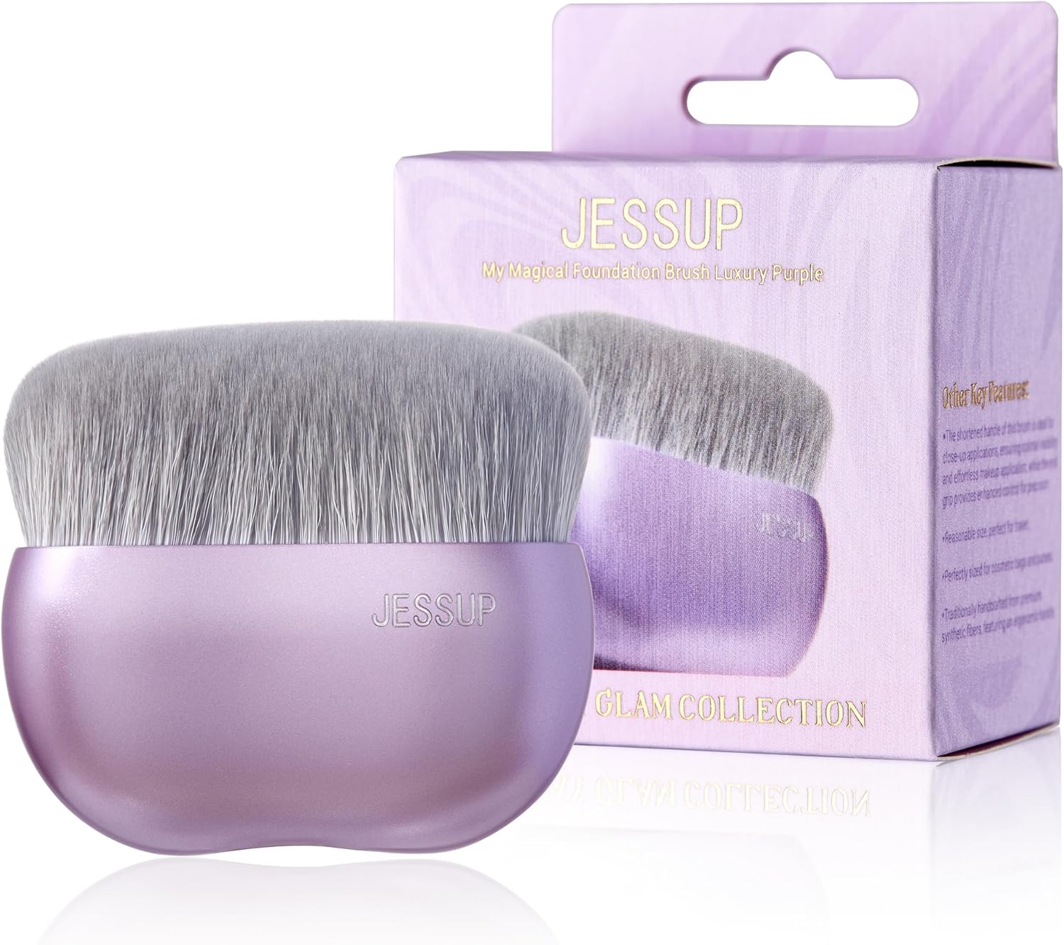 Jessup Foundation Brush for Liquid Makeup, Large Flat Top Kabuki Brush for Blending, Buffing, Stippling, Luxury Purple SF003 image number 4