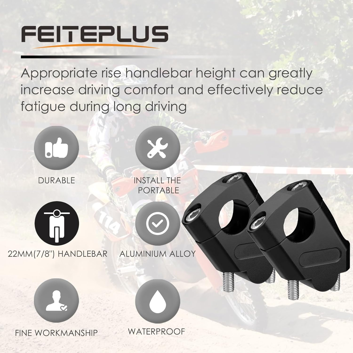 7/8" Universal Handlebar Bar Risers Motorcycle Bar Clamps 7/8" Bar for Motorbike Pit Dirt Bikes Black Riser Height 38Mm (1.5 "), 18Mm (0.71") Backward or Forward image number 5