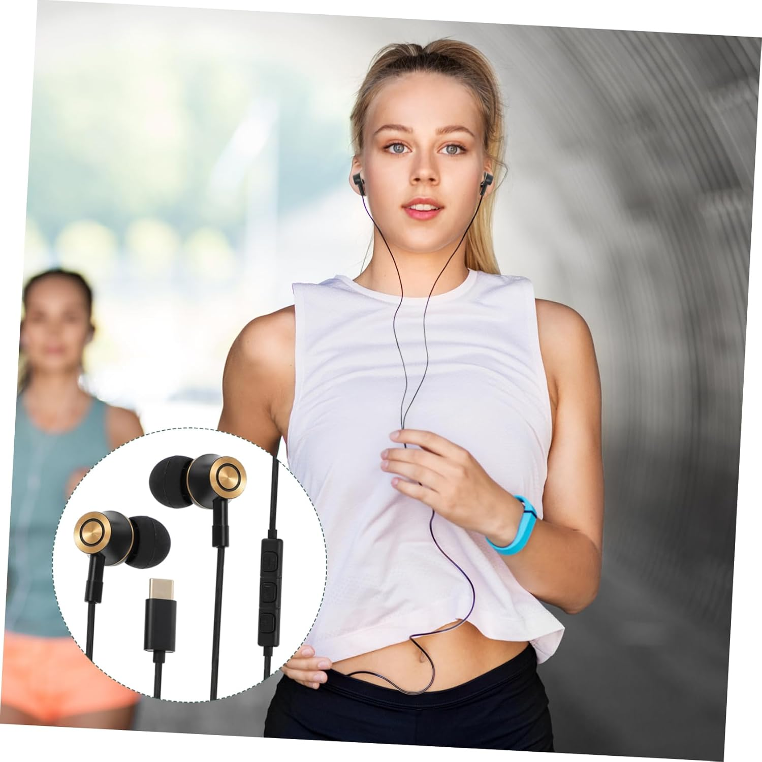 FUNNETOYU USB Type C Earphones with Mic in Ear Stereo Headphones for Phone Tablet Skin Friendly Material Panoramic Sound Noise Cancelling Technology for Gaming Calls image number 3