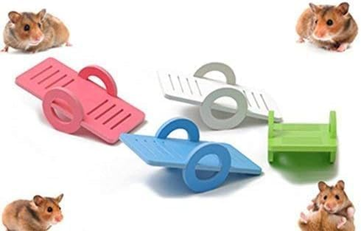 1X Pet Hamster Seesaw Wooden Seesaw for Hamster Gerbil Rat Mouse Guinea Pig Squirrel Chew Toy for Small Animals Blue Very Practical and Popular Nice image number 1