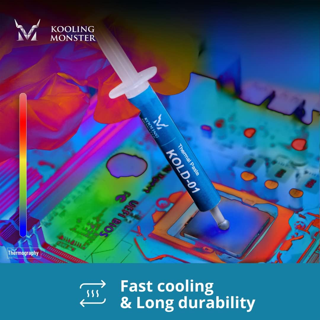 Kooling Monster KOLD-01, High Performance Silicone Thermal Paste for Cooling All Cpu/Heatsinks/Ps4, Silicone Paste Designed for Easy Spreading, Inc. Gloves & Cleaning Wipes, No Odor (0.7Ml/1.8G) image number 4
