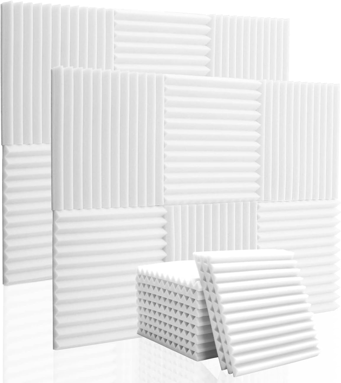 12 Pcs Sound Proofing Panels Acoustic Foam Panels - 12" X 12" X 1" Soundproofing Studio Foam Panels for Studio KTV Soundproof Treatment Paint Pads Fireproof Paper Wall Sticker White image number 2