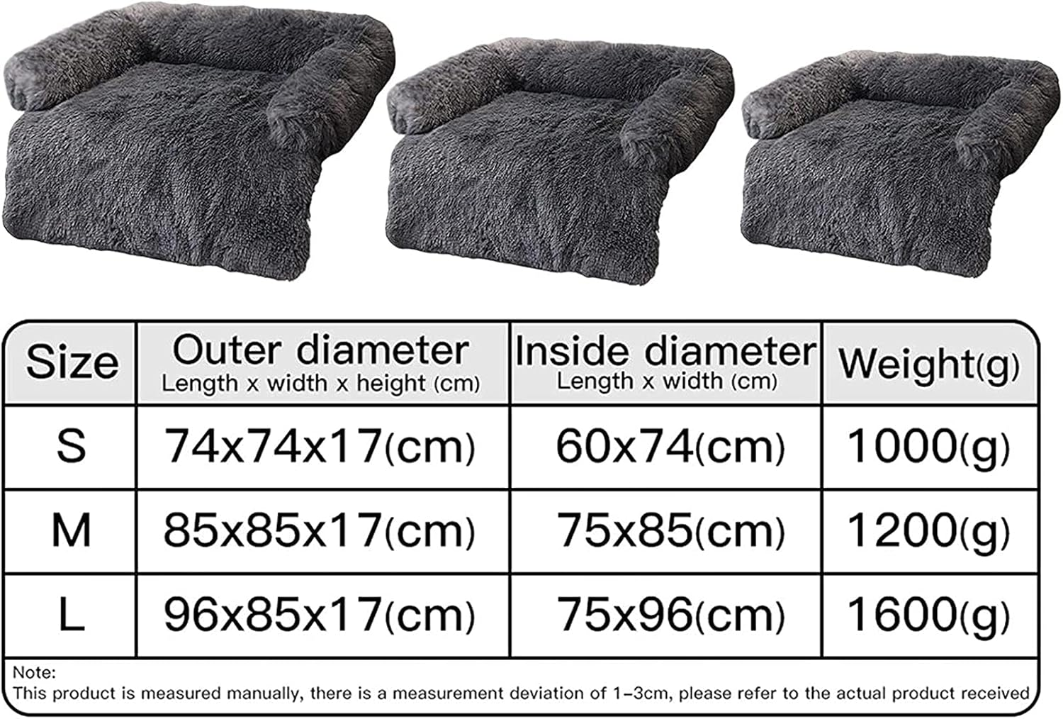 Pet Bed Soft Dog Bed, Deluxe Dog Sofa, Plush Dog Basket with Zipper, Dog Blanket Cozy Dog Couch for Small, Medium-Sized Dogs and Cats,Grau,L image number 1