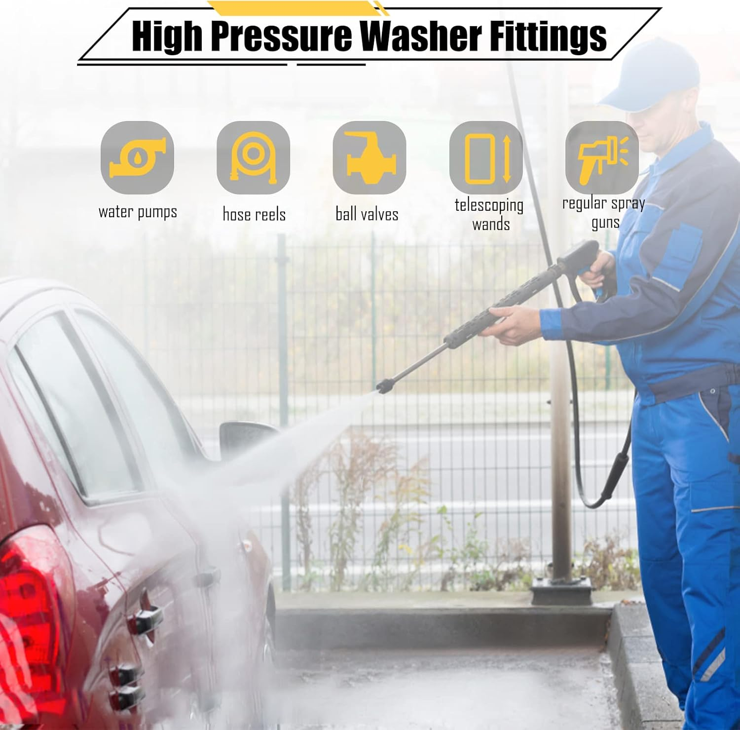 4Pcs Pressure Washer Coupler, NPT 3/8Inch Pressure Washer Fittings Stainless Steel Male and Female Quick Connector Fittings 3/8 Pressure Washer Adapter (Internal Thread, External Thread) image number 2