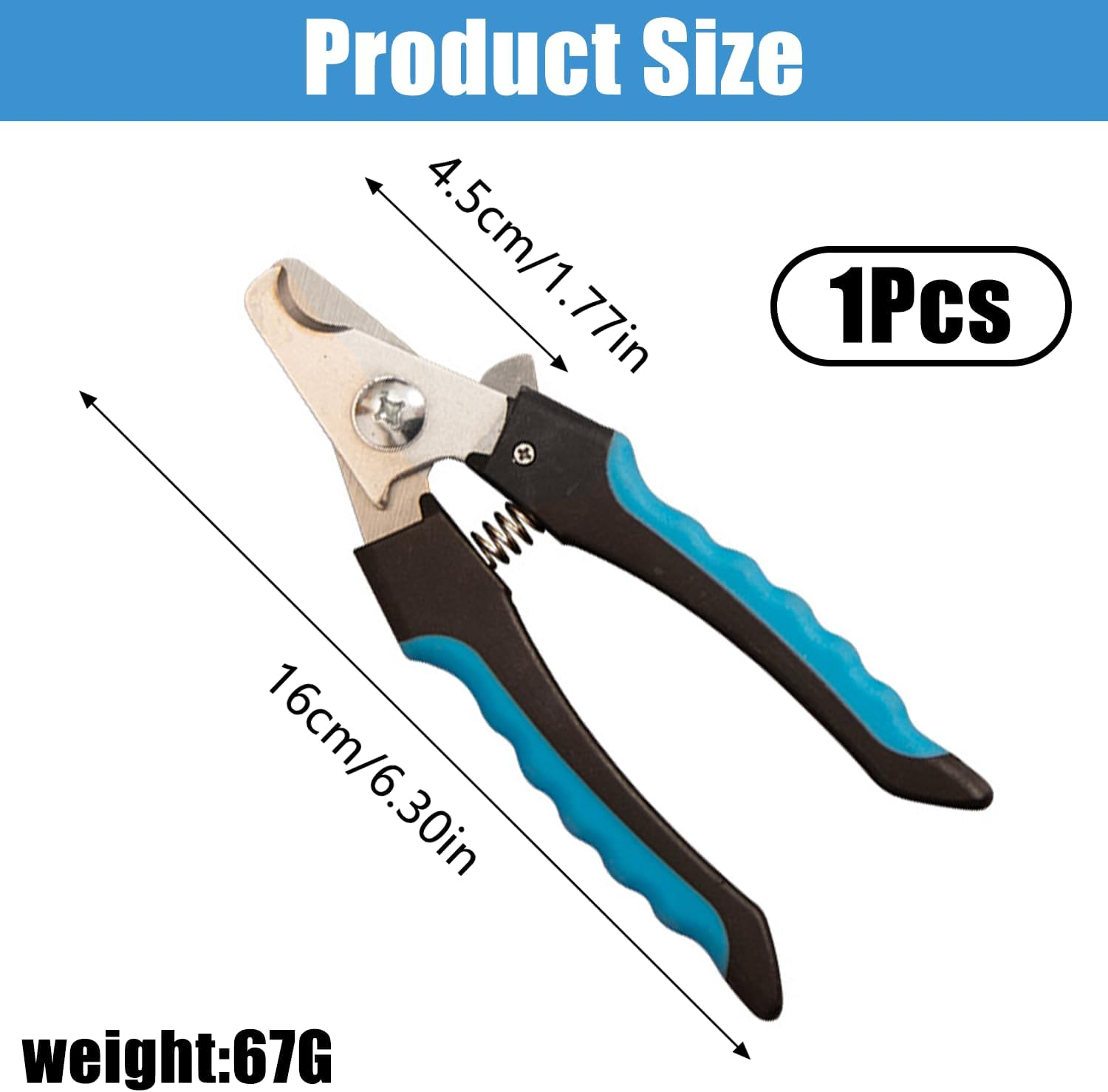 2 Pcs Dog Nail Clippers, Dog Nails Clippers Trimmer, Professional Pet Nail Trimmer, Stainless Steel Dog Claw Clippers, for Dog, Cats and Guinea Pigs Pet Nail Clipper - Blue+Black image number 5