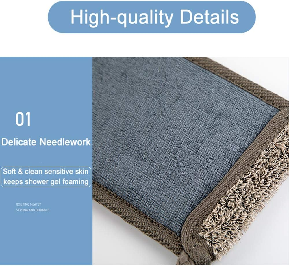 Loofah Back Scrubber for Shower for Men/Women, Natural Soft Flax Back Scrub Washer, Extra Long Back Exfoliator Cleaner for Shower Acne, Dual-Sided Bath Exfoliating Scrubber, Deep Clean&Invigorate Skin image number 4