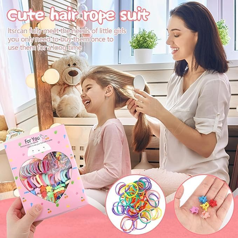 875Pcs Baby Hair Clips Accessories Set,Assorted Mini Clips, Claw Clips, Hair Ties, Ponytail Holders & Barrettes,Colorful Water Drop Hair Clips & Rubber Bands Set image number 1