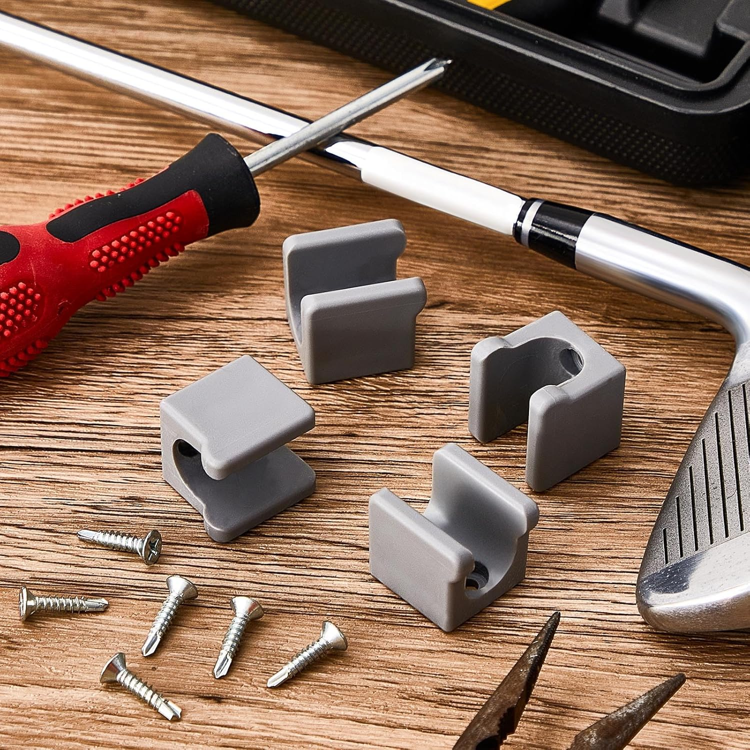 Deekin 30 Pcs Golf Club Holder Golf Club Rack Golf Storage Organizer for Garage Golf Club Hanger Golf Club Wall Mount with 60 Pcs Screws for Golf Clubs Wall Display, Grip up Type image number 6