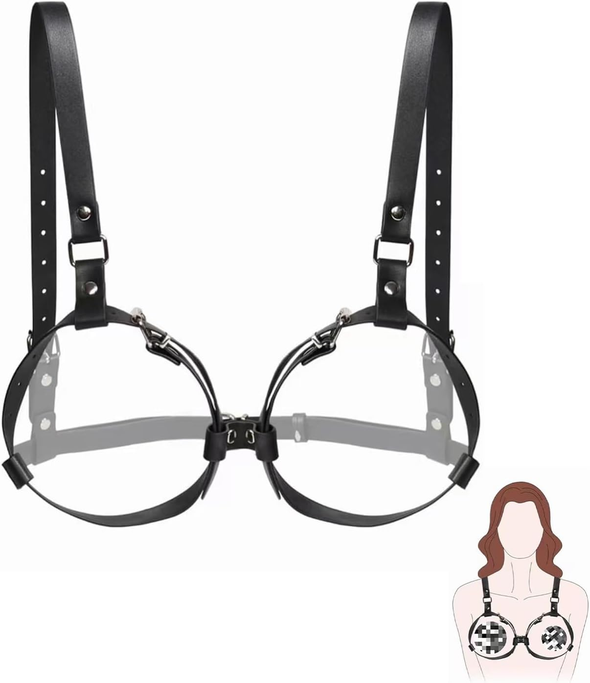 Mineens Chest Restraints for Women Harness,Bdsm Bondage Set Chest Restraints Sex Toy for Couples,Sexy Lingerie,Sm Sex Outfit for Play Fetish Cosplay Black image number 1