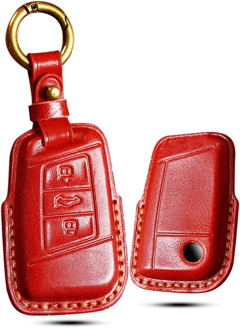 HIBEYO Key Case Cover for for Volkwagen VW Passat Alltrack B8 Golf Jetta Skoda Superb A7 Kodiaq Alltrack 3 Buttons Car Key - Brown image number 5