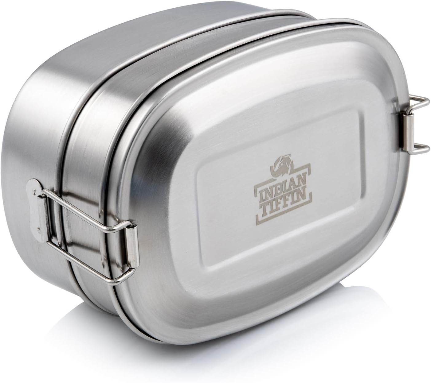 Indian-Tiffin Stainless Steel Double Layer Rectangular Lunchbox with Divider image number 1