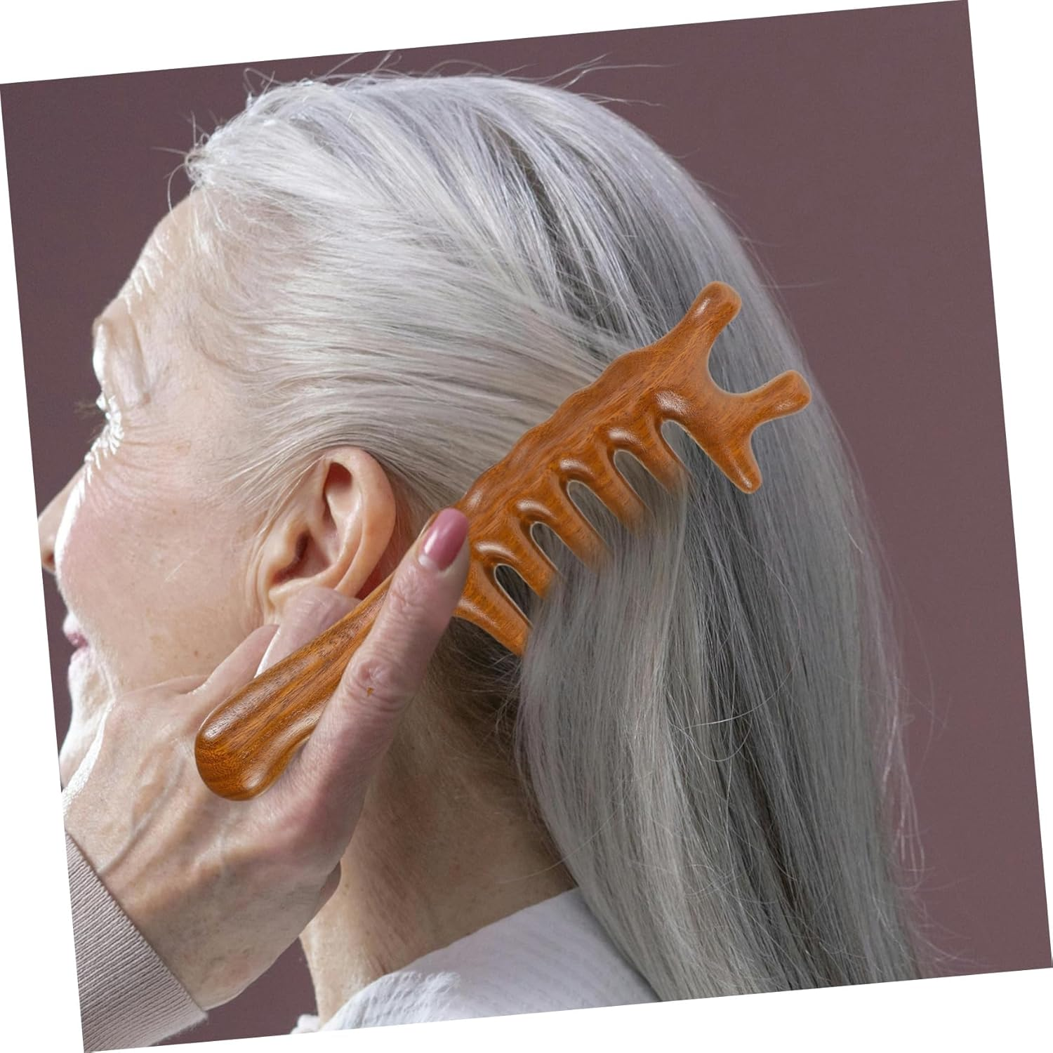 FRCOLOR Wooden Scalp Massage Comb Hair Scalp Massager Sandalwood Head Scratcher Wide Comb
