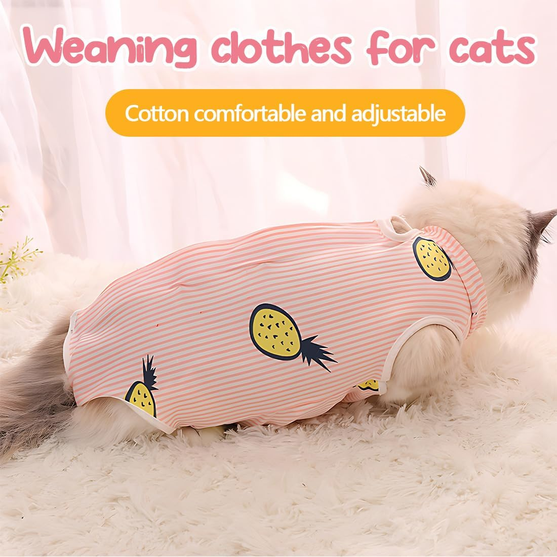 1 Piece Professional Cat Recovery Suit for Abdominal Wounds or Skin Diseases Kitten Surgery Recovery Suit E-Collar Alternative for Cats and Dogs Post Surgery (S) image number 5