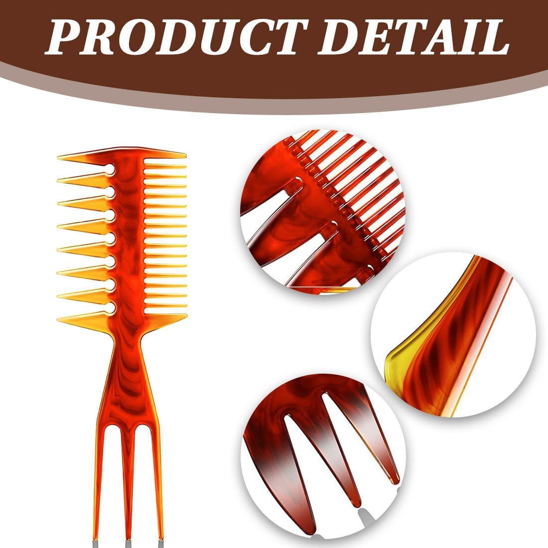 SULIUDAJI Pack of 3 Wide Comb, Styling Comb, Double Sided Wide Coarse Tooth Comb, Antistatic Retro Wide Tooth Comb Hair Comb Styling Hair Combs for Curly Wet Long Hair image number 4