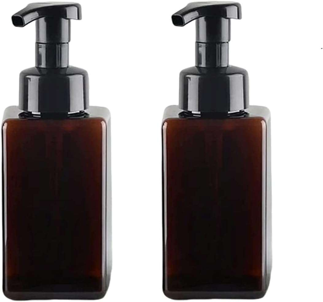 Foaming Soap Dispenser, 450Ml(16Oz) Refillable Modern Square Pump Bottle for Shampoo, Body Wash, Liquid Soap, PETG Plastic Empty Soap Dispenser for Kitchen, Bathroom, Hospital. 2 Pcs (Brown) image number 6