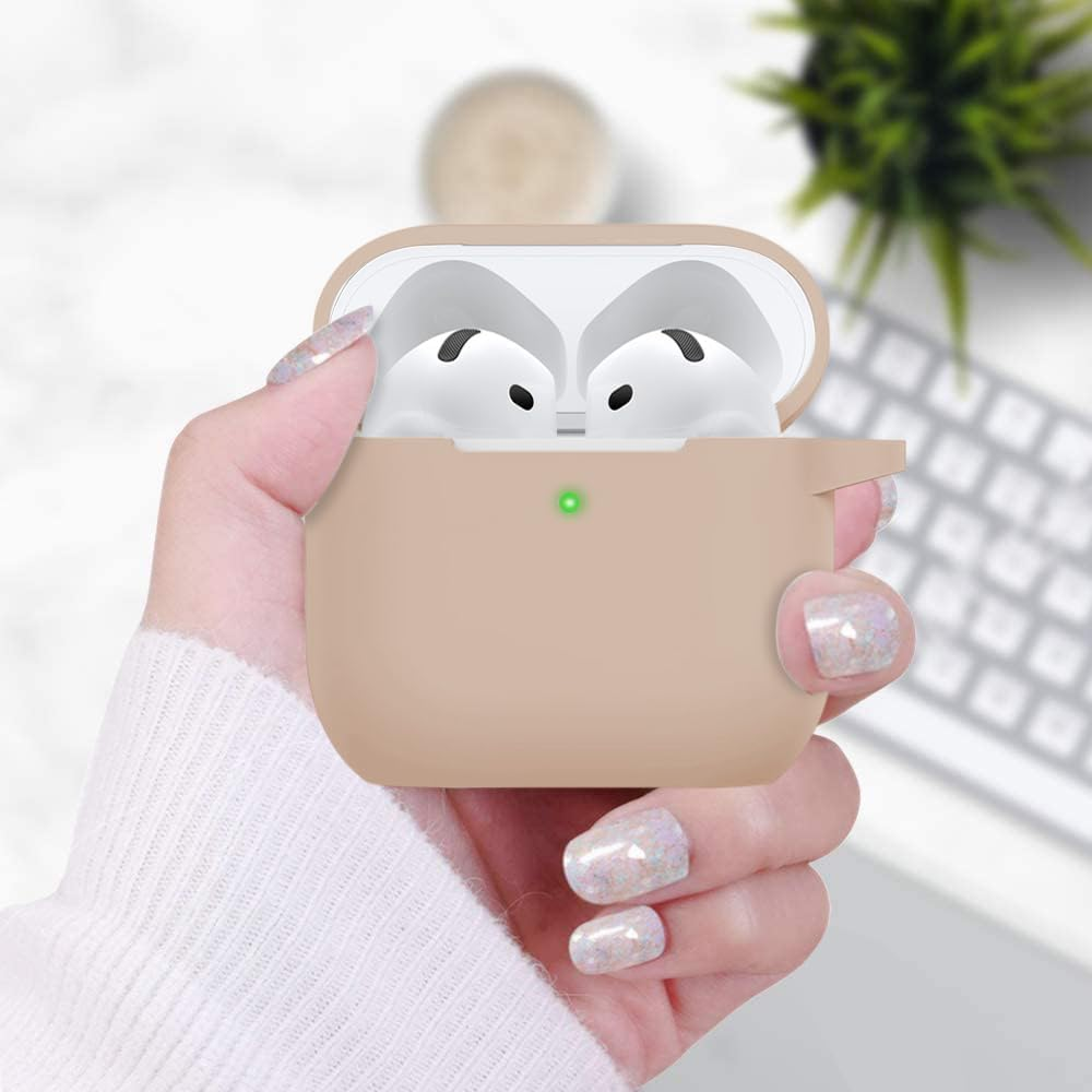 Case Fit for Case Apple Airpods 4 Generation with Cute Keychain, Compatible for Airpods 4 Cases 2024 Cover,For Women and Girls,Milk Tea - Lavender image number 6