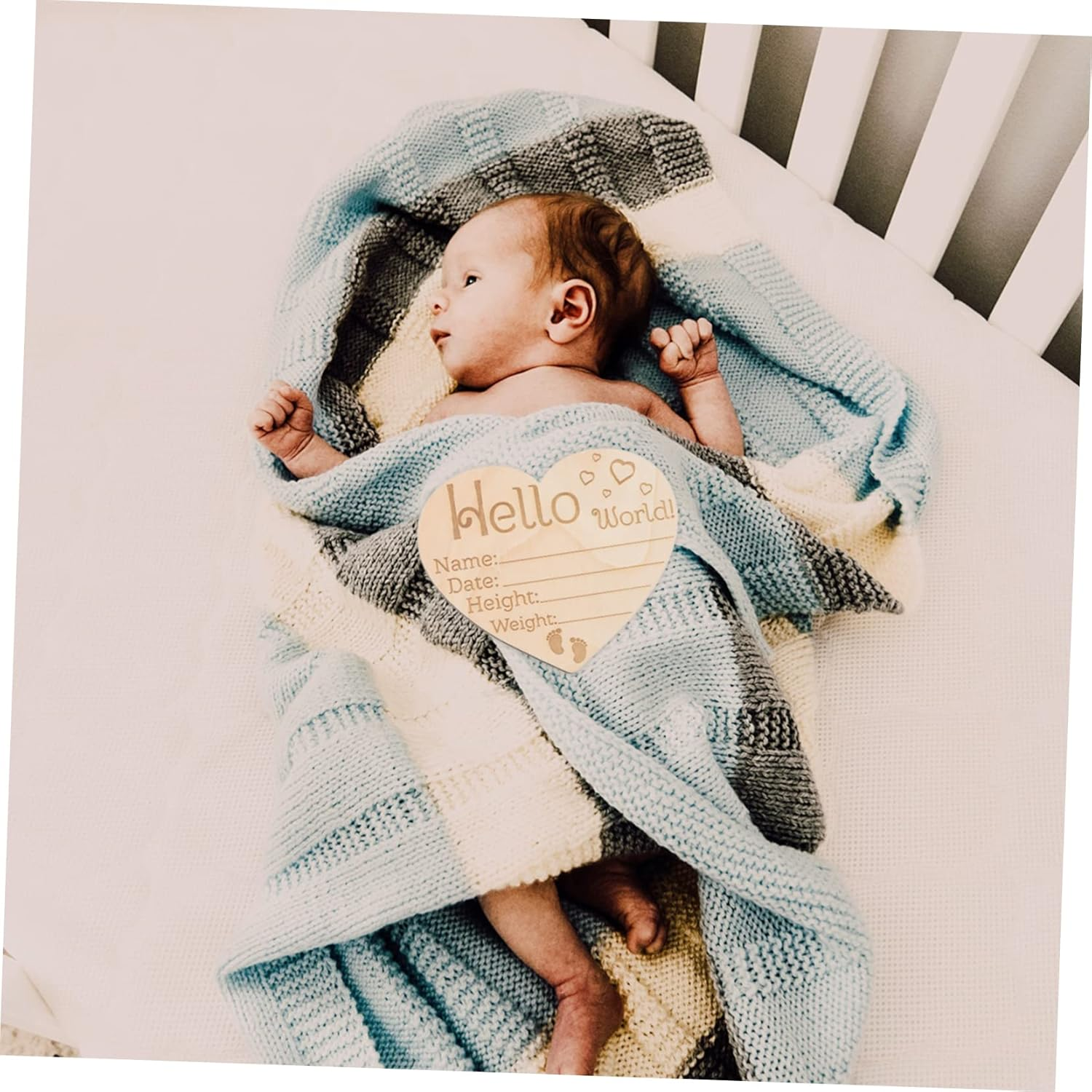 Kisangel 3 Pcs Newborn Logo Announcement Sign Birth Sign Heart Name Signs Arrival Sign Sealed Oh Nursery Birth Announcement Sign Wooden Khaki image number 2