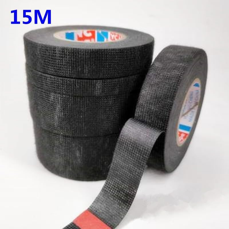 15M 9/15/19/25MM Heat-Resistant Adhesive Cloth Fabric Tape for Automotive Cable Tape Harness Wiring Loom Electrical Heat Tape (Color : 15M, Size : 15Mm) image number 4