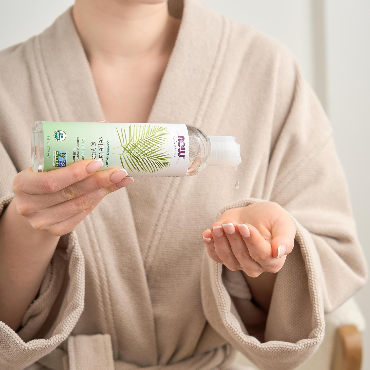 NOW Solutions, Organic Vegetable Glycerin Oil, 100% Pure, Softening and Moistrizing Multi-Purpose Skin Care, 8-Ounce image number 1