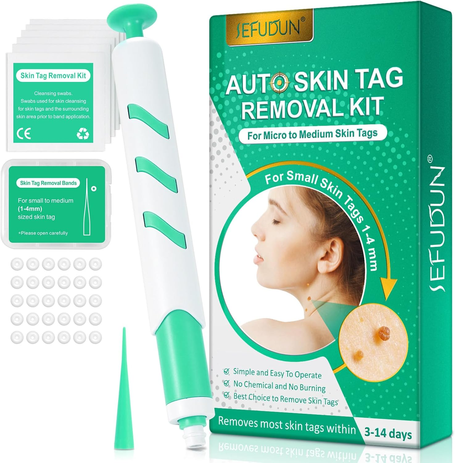 Skin Tag Remover Pen, 2-In-1 Standard Wart Remover, Skin Tag Removal, with 36 Repair Patches and Wet Wipes, Small Rubber Ring Suitable for Skin Tags Ranging from 1 Mm to 4 Mm in Size image number 4