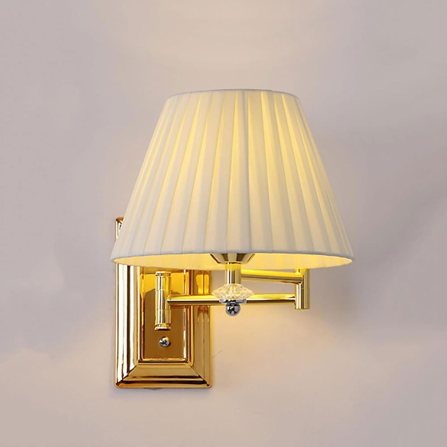 Swing Arm Wall Sconce Vintage Farmhouse Decor Wall Sconces Lighting Fixture with Beige/Yellow Fabric Shade Wall Lighting image number 6