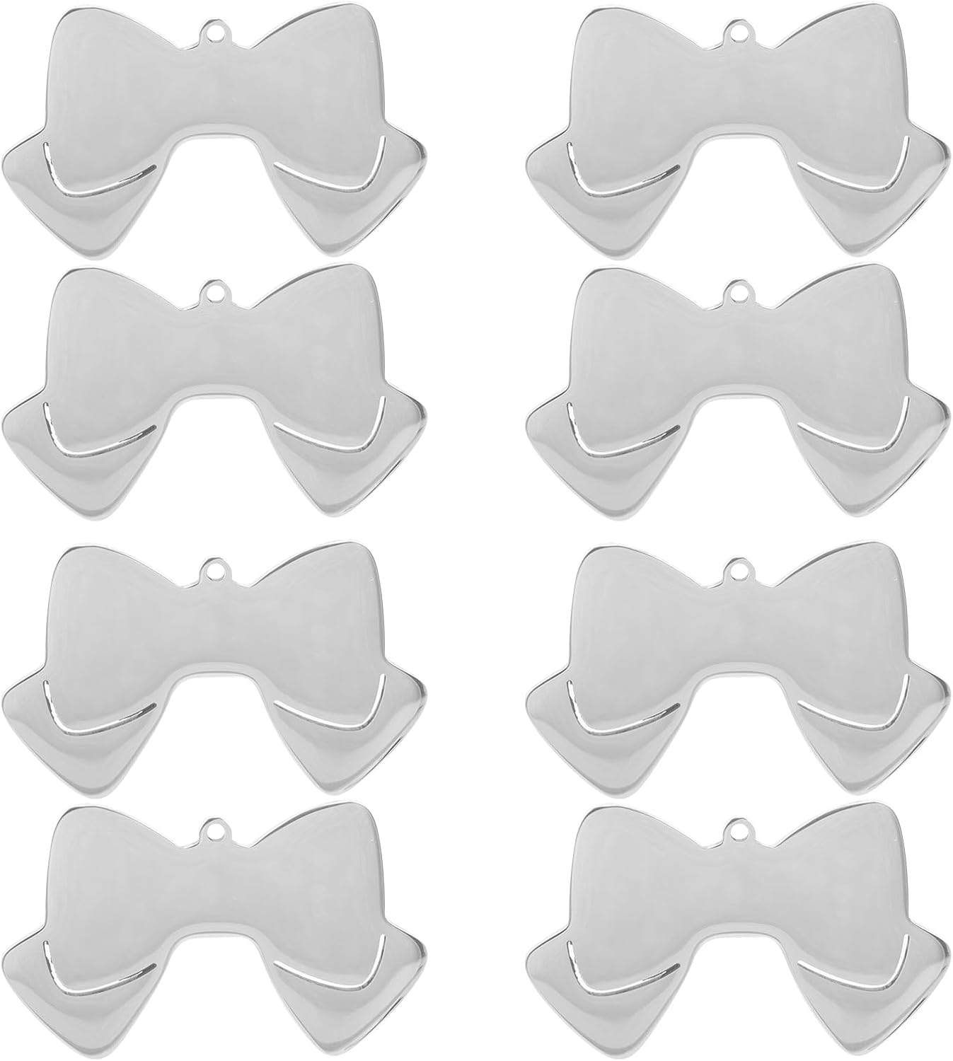 LUOZZY 10Pcs Dog ID Tags Bow Shape Dog Name Tags Puppy Stainless Steel Name Tags Pet Accessories - Silver image number 2