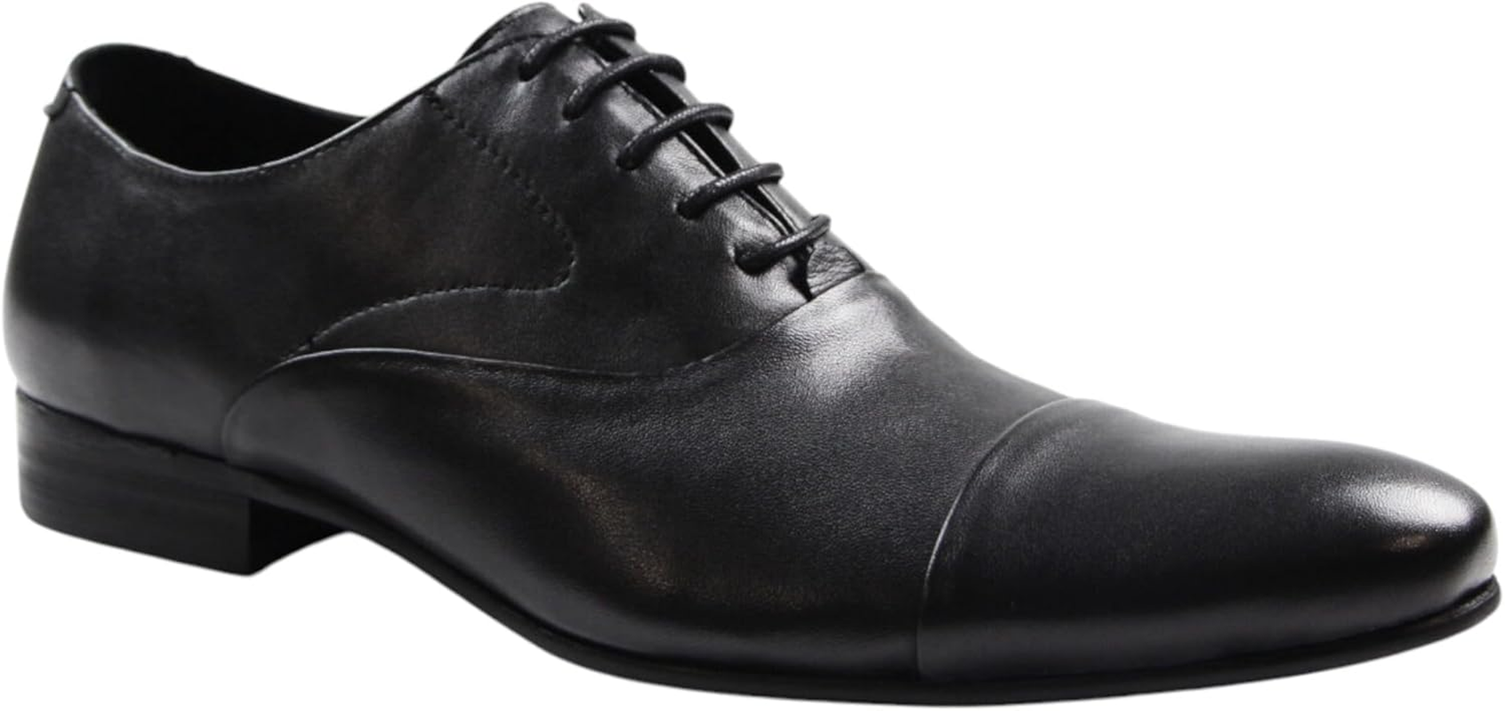 Zasel Mens Santos Black Leather Lace up Work Formal Casual Dress Wedding Shoes image number 2