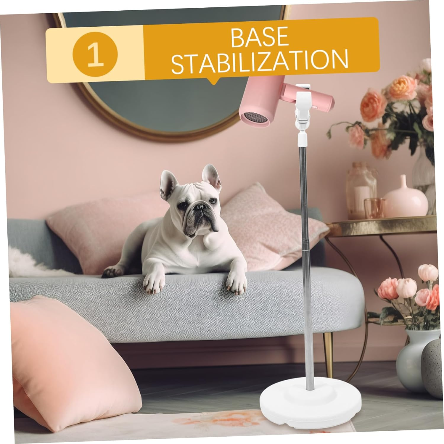 DONFAMDS Adjustable Hands Pet Hair Dryer Stand Floor Holder with Clamp Stable Freestanding Rack for Dog Cat Grooming Efficient Grooming Tool image number 1