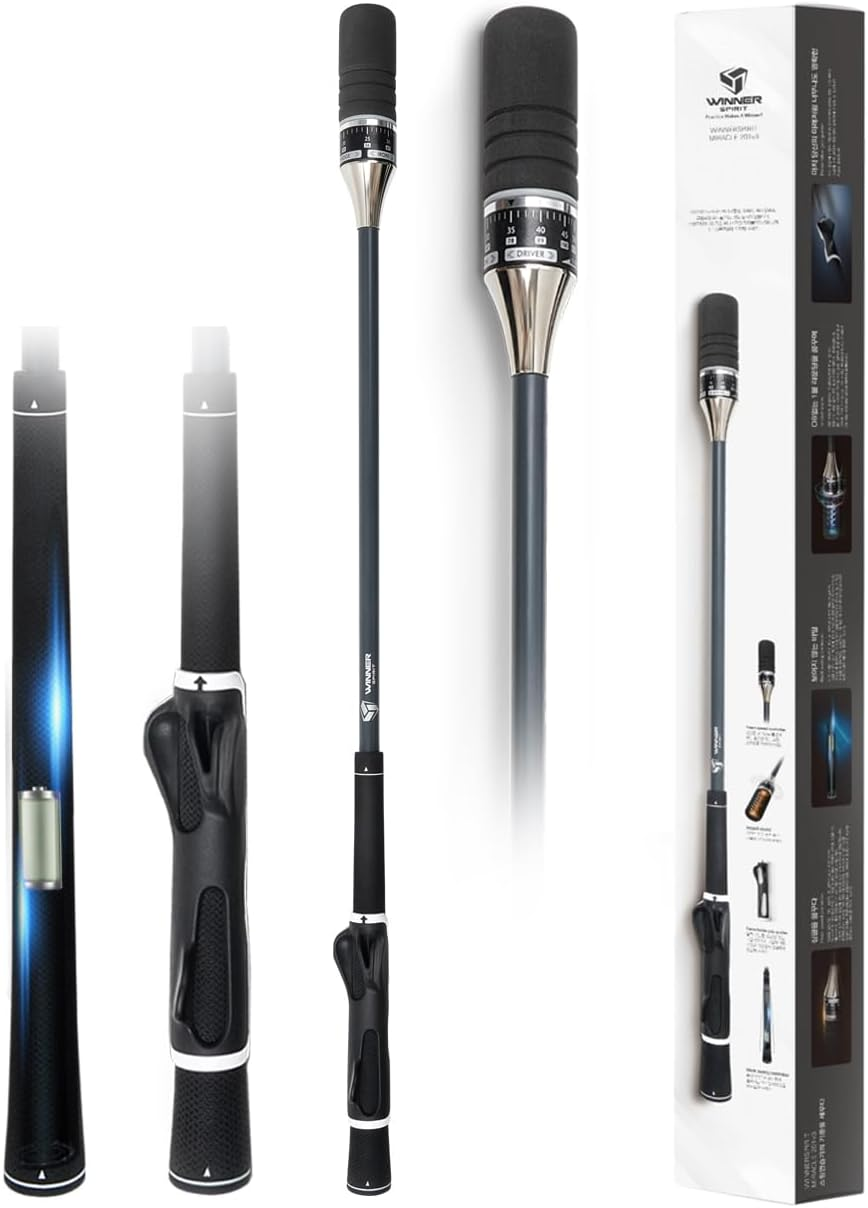 WINNER SPIRIT Miracle 201V3 Golf Swing Trainer, Adjustable Speed Controller, Back Swing Controller & Detachable Grip Trainer, Increase Distance, Warm Up