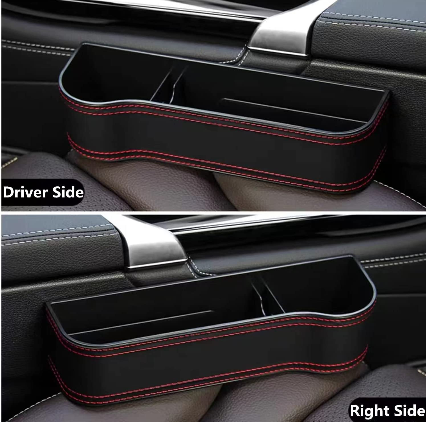 2PCS Car Seat Gap Filler Organizer, Multifunctional Car Seat Organizer, Auto Console Side Storage Box with Cup Holders, Car Organizer Front Seat for Phone, Keys, Sunglasses image number 6