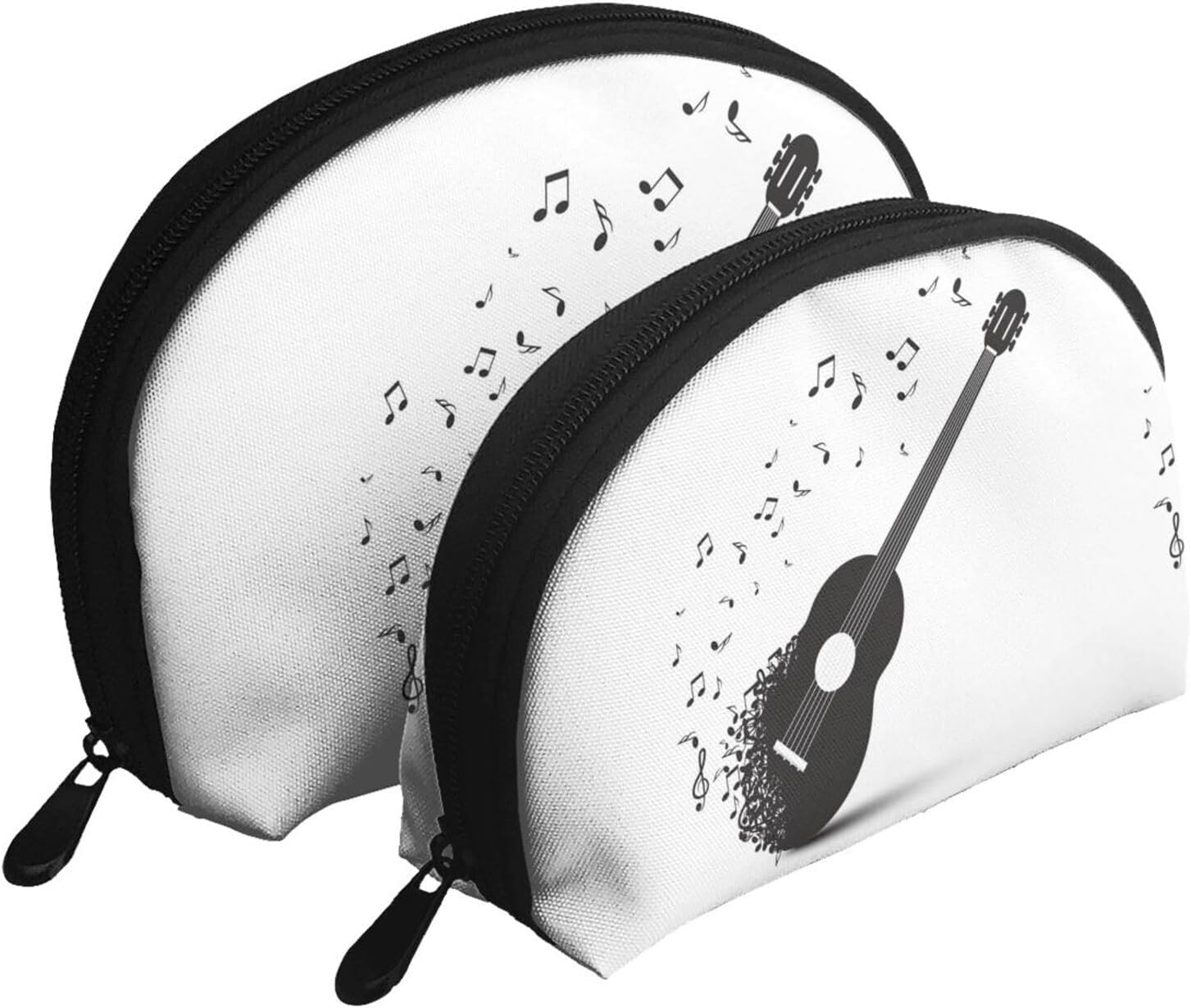 Cozimangoe Coin Pouch Makeup Bags Set, 2 Piece Shell Shape Cosmetic Bag with Pockets for Daily Travel Handbag Lipstick Keys Toiletry, Personalized Acoustic Guitar image number 1