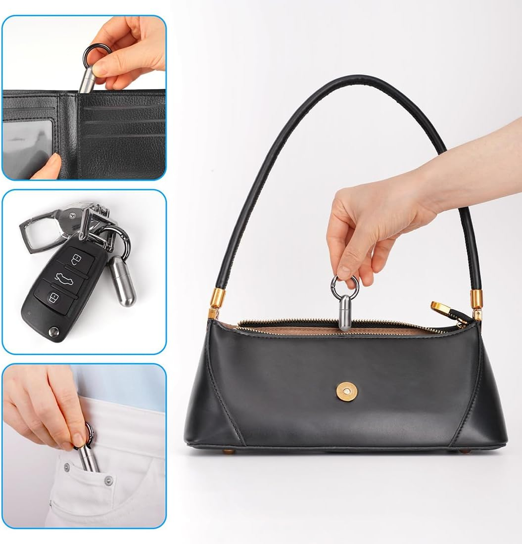 2 Pieces Tiny Keychain Pill Holder, Micro Waterproof Keychain Pill Organiser Pill Container with Keychain, Portable Mini Size Pill Case Pill Box for Outdoor Travel Purse Pocket