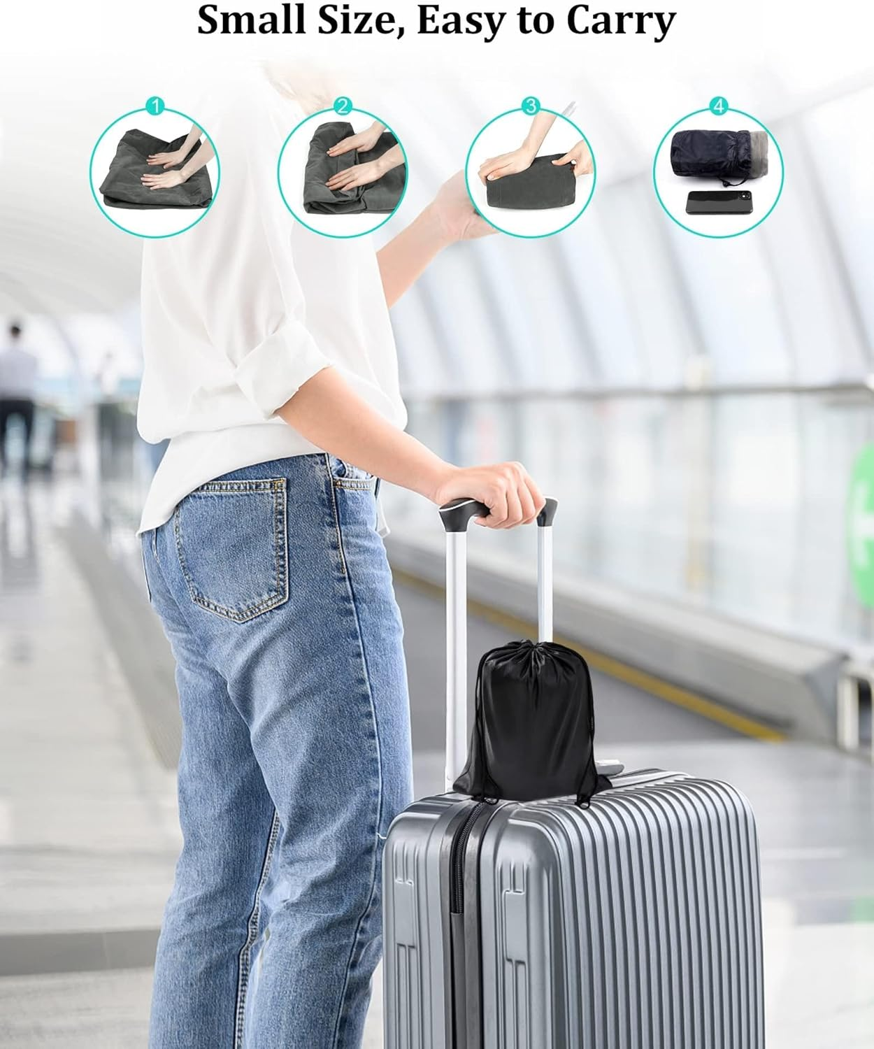 Inflatable Travel Foot Rest Pillow, Office Footrests, Adjustable 3 Layers Height Leg Rest Pillow, Airplane Travel Essentials Great for Airplane, Office, Home, Trains, Cars（With Pump） image number 5