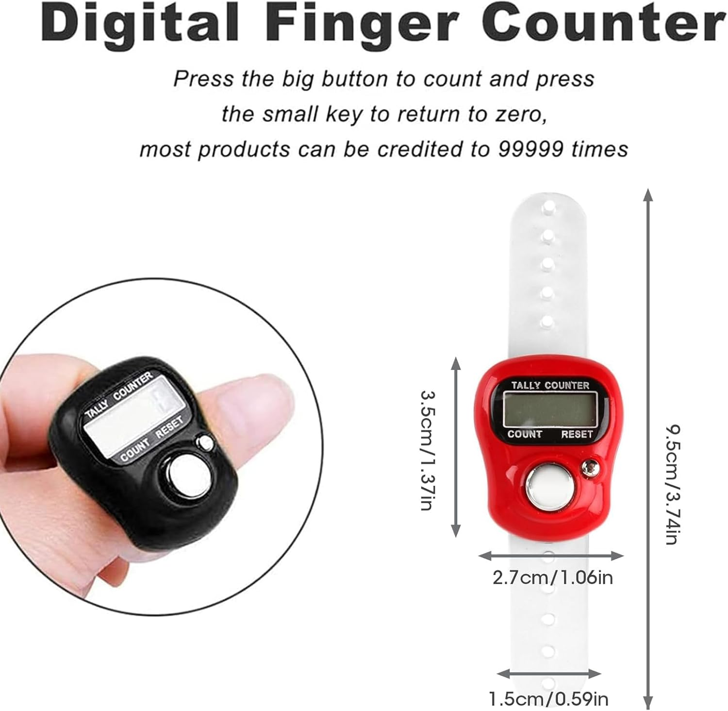 AEEGO Electronic Finger Counter 10 Pack, Mini LCD Digital Display Counter 5 Digit Counting Clickers for Knitting, Crochet, Coaching, Lap, Golf, Handheld Clicker Counting image number 4
