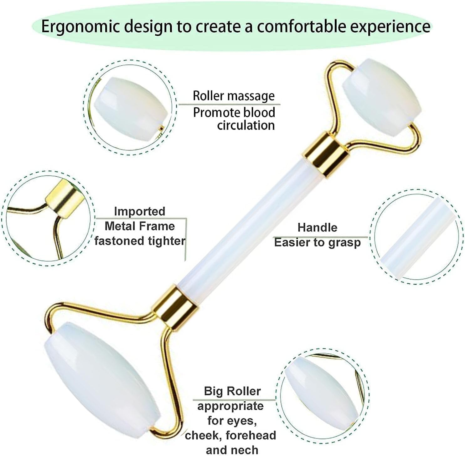 LDATY Jade Roller,Quartz Face Roller, Facial Beauty Roller Skin Care Tools, Massager for Face, Eyes, Neck,Gua Sha Soothes, Body Muscle Relaxing, Improve Eye Puffiness Remove Wrinkles Eye Roller