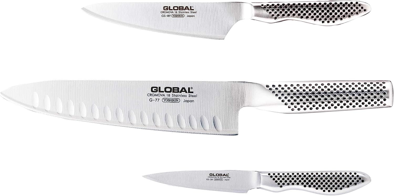 Global G-773889 Classic Kitchen Knife Set, Stainless Steel image number 1