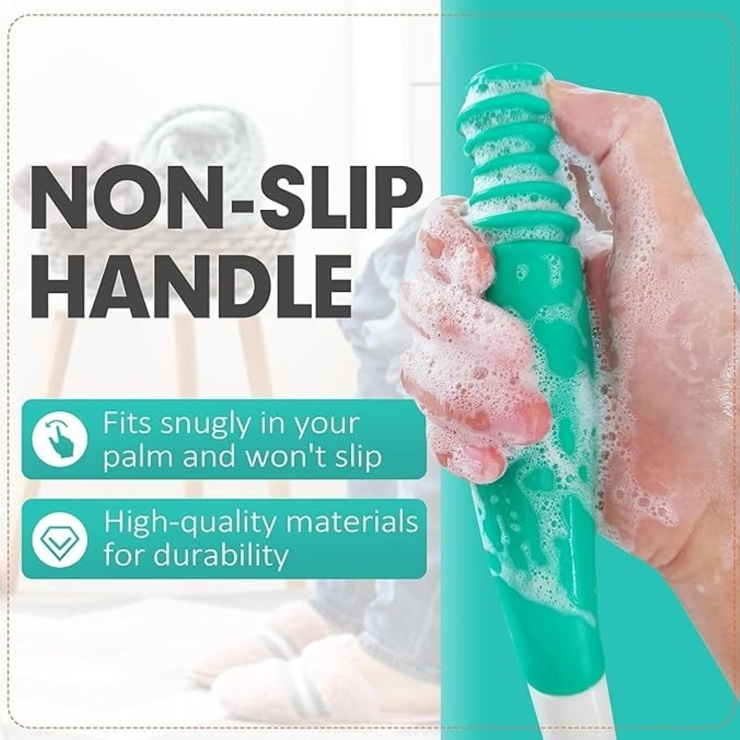 Abeillo 15.7" Comfort Wipe Toilet Aid for Wiping Bottom, Non-Slip Handle,For Disabled, Elderly, Overweight, Pregnant People, Easy to Use Bottom Buddy Wiping Assist Tool(Green) image number 4