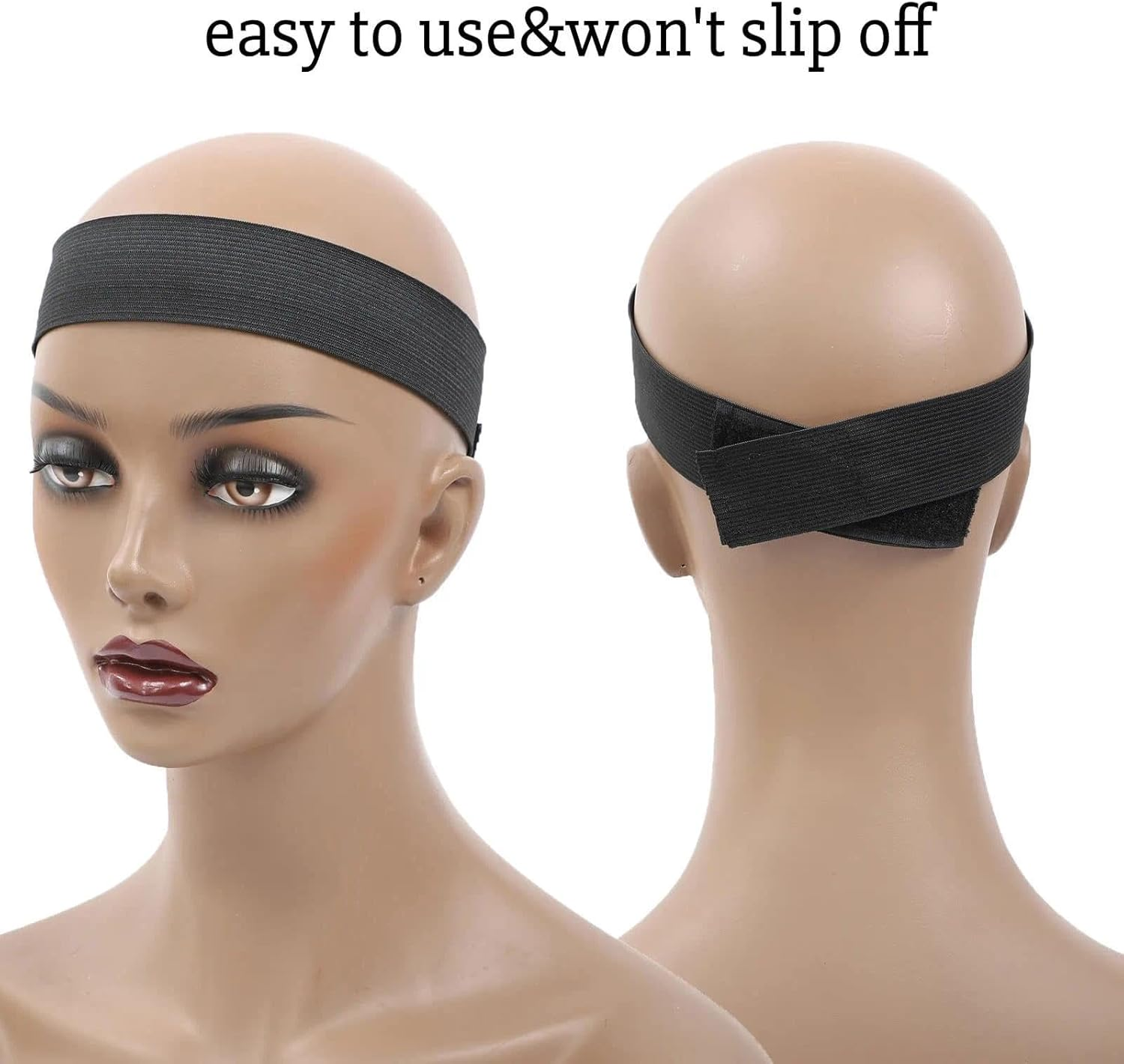 Wig Grip Elastic Band for Wigs, 2PCS Adjustable Wig Bands with Strong Hold, Black - SZTTY