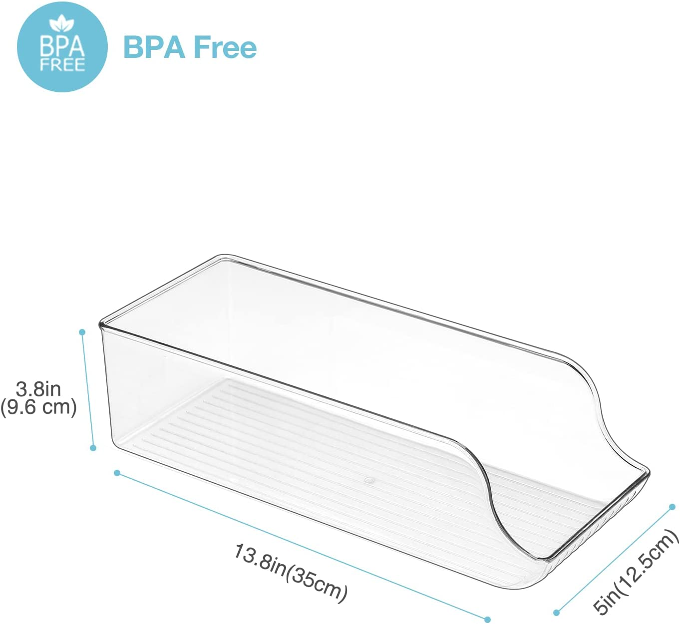 Puricon 2 Pack Can Drink Dispenser Organizer for Refrigerator, Clear Plastic Soda Pop Can Holder Container Storage Bin for Fridge Freezer Pantry Cabinet Kitchen -For Standard Can image number 1