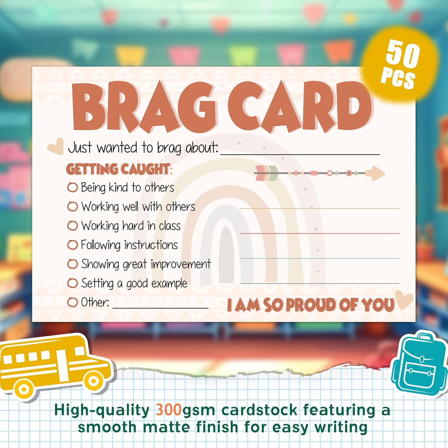 LOVEDMORE Boho Classroom Brag Cards for Teachers, Preschool, Elementary Classroom Incentives Cards for Students image number 2