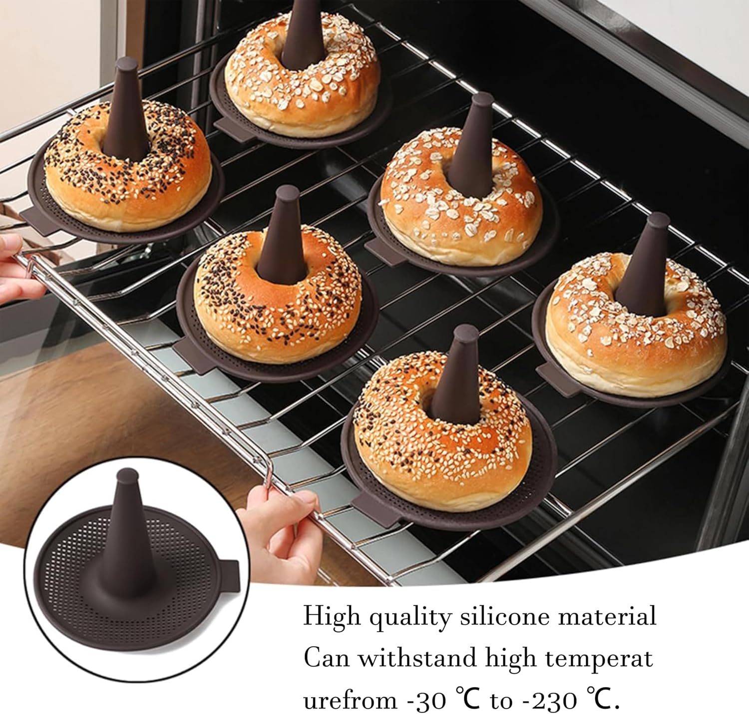 6 Pcs Bread & Donut Silicone Moulds,Donut Pans Set,Baking Cake Mould,Non-Stick Silicone Donut Pans,Pastry Molds for Baking Bagel,Doughnut,Cakes,Mousse Pudding