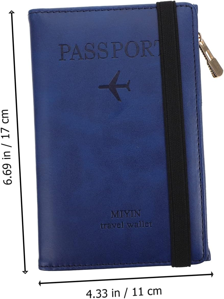 LIFKOME Travel Passport Protector Pu Passport Cover RFID Blocking Cardholder with Name Tag Organizer Short Style for Business and Leisure Use in Navy Blue - Black image number 5