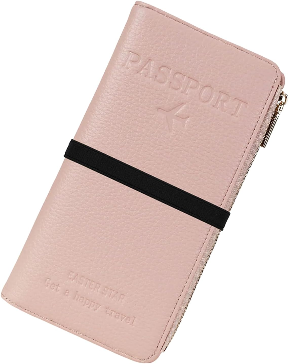 Rylaxzon Waterproof Leather Passport Holder & Passport Wallet, Passport Cover, RFID Passport Holder for Women & Men with Zipper Pocket, Card Slots and Phone Compartment (Pink)