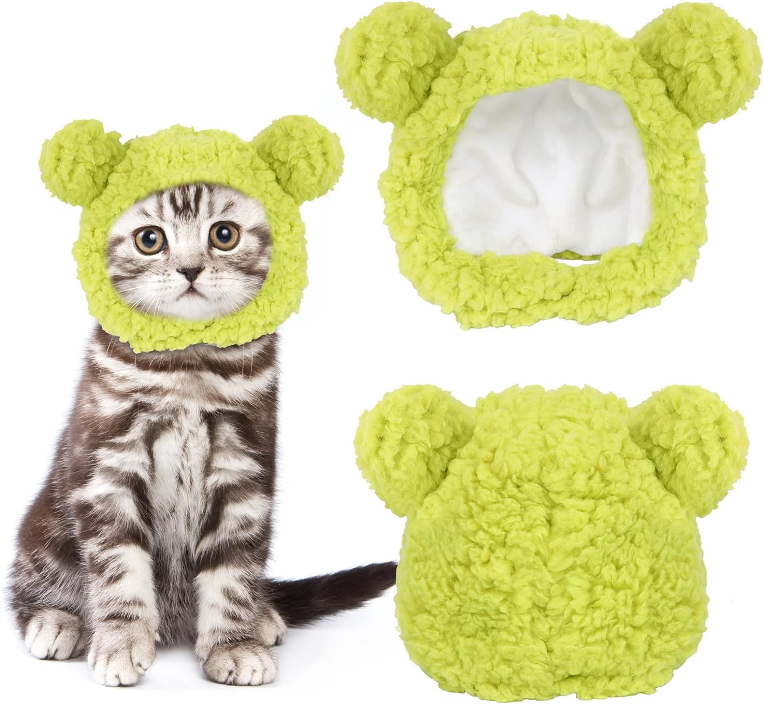 JOICEE Cute Cat Costume Warm Bear Hat for Cats Adjustable Soft Small Pet Headwear Bear Hat for Cat Puppy Dog (Pink)