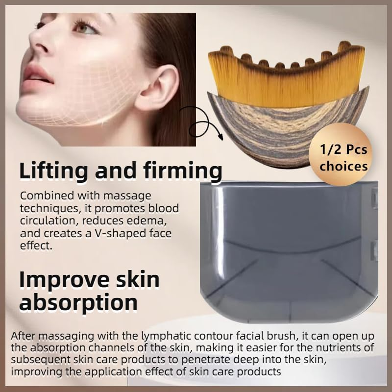 1/2 PCS Lymphatic Contour Face Brush for Sculpting &ndash; Anti-Puffiness, Detox & Lift, Improves Skin Glow & Absorption (2 Pcs Contour Face Brush) image number 1