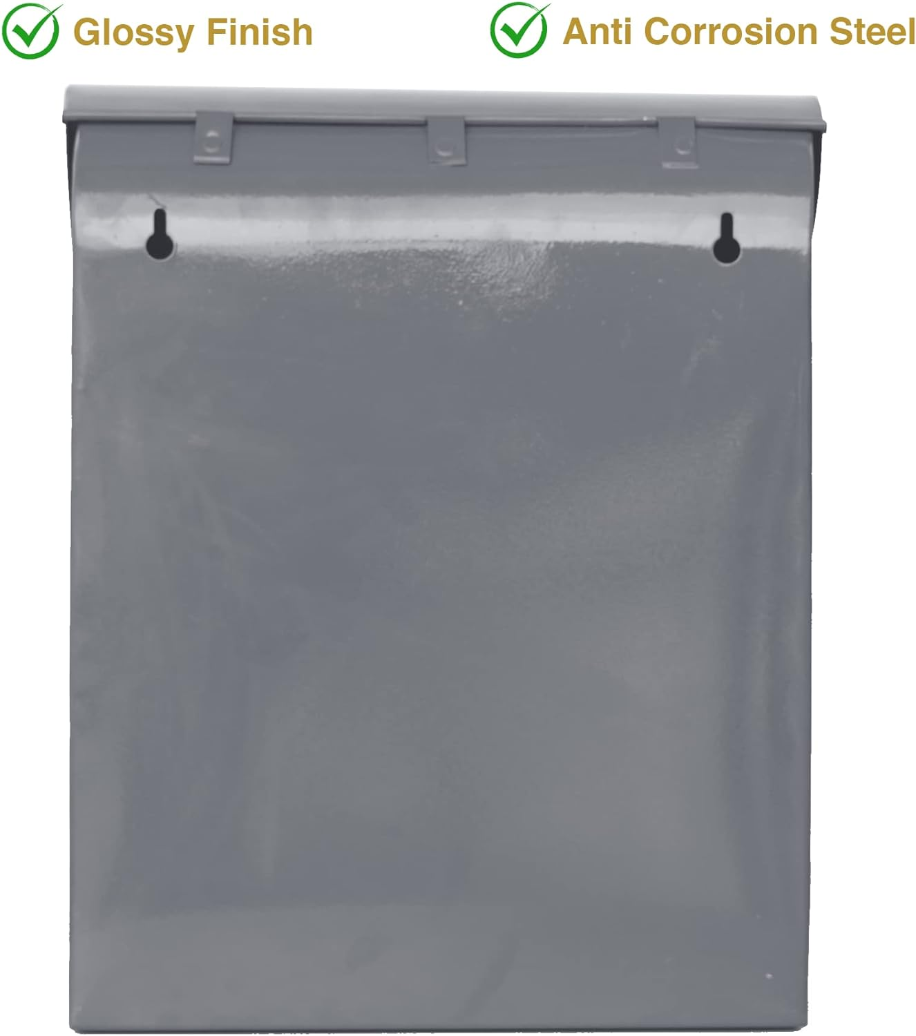 Assorted Collections Grey Post Box Wall Mounted Letterbox with Easy Access No Lock for Outdoor Use - Weatherproof and Durable Mailbox Easy Installation, Strong Construction (Large) image number 3